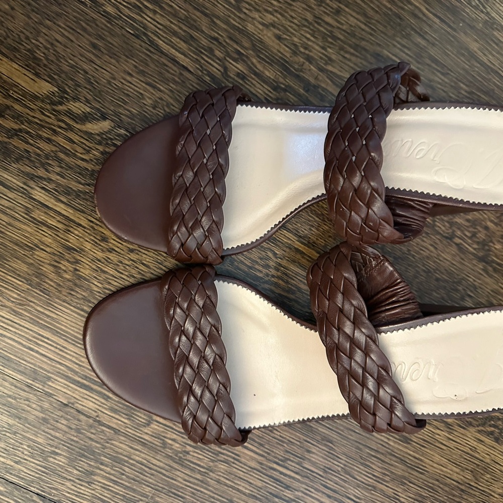 J.Crew  Braided leather two inch sandals.